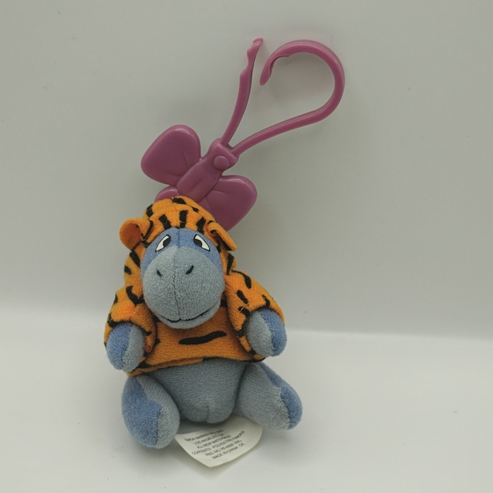 Vintage Winnie The Pooh Eeyore Bag Clip Plush Keychain Happy Meal Tigger Movie